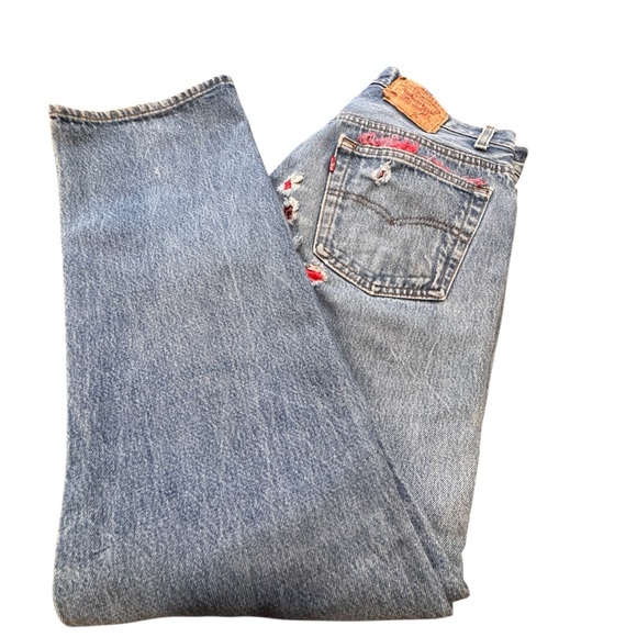 1980s-1990s VTG Levi's 501 Men’sJeans Distressed Finish W/ Repaired Rips